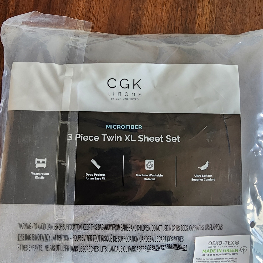 CKG Twin Xl 3PC sheet set Dark grey